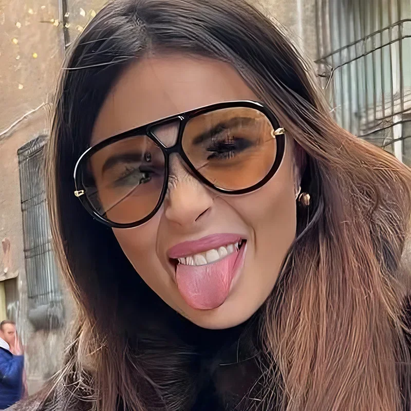 Luxury Brand Designer Oversized Pilot Sunglasses Women For Men 2025 New Popular Vintage Sun Glasses Punk Double Bridge Eyewear