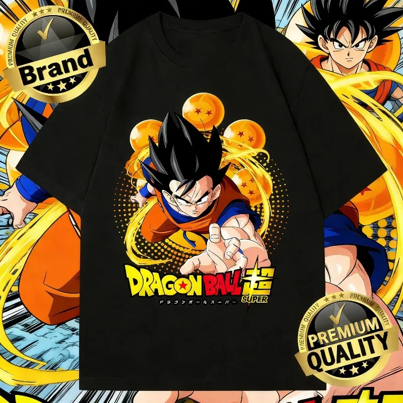 

Летняя футболка унисекс 2026 года в стиле ретро Dragon Ball Super из чистого хлопка, оверсайз, повседневная, с графическим принтом аниме Гохан и Драгонболл