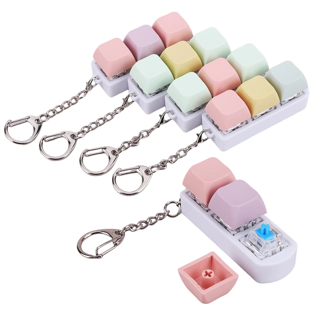 Anti-stress Fidget Keyboard Key Toy Stress Relief Keyboard Keychain Toys DIY Keyboard Keychain Toys for Children Adult Gifts