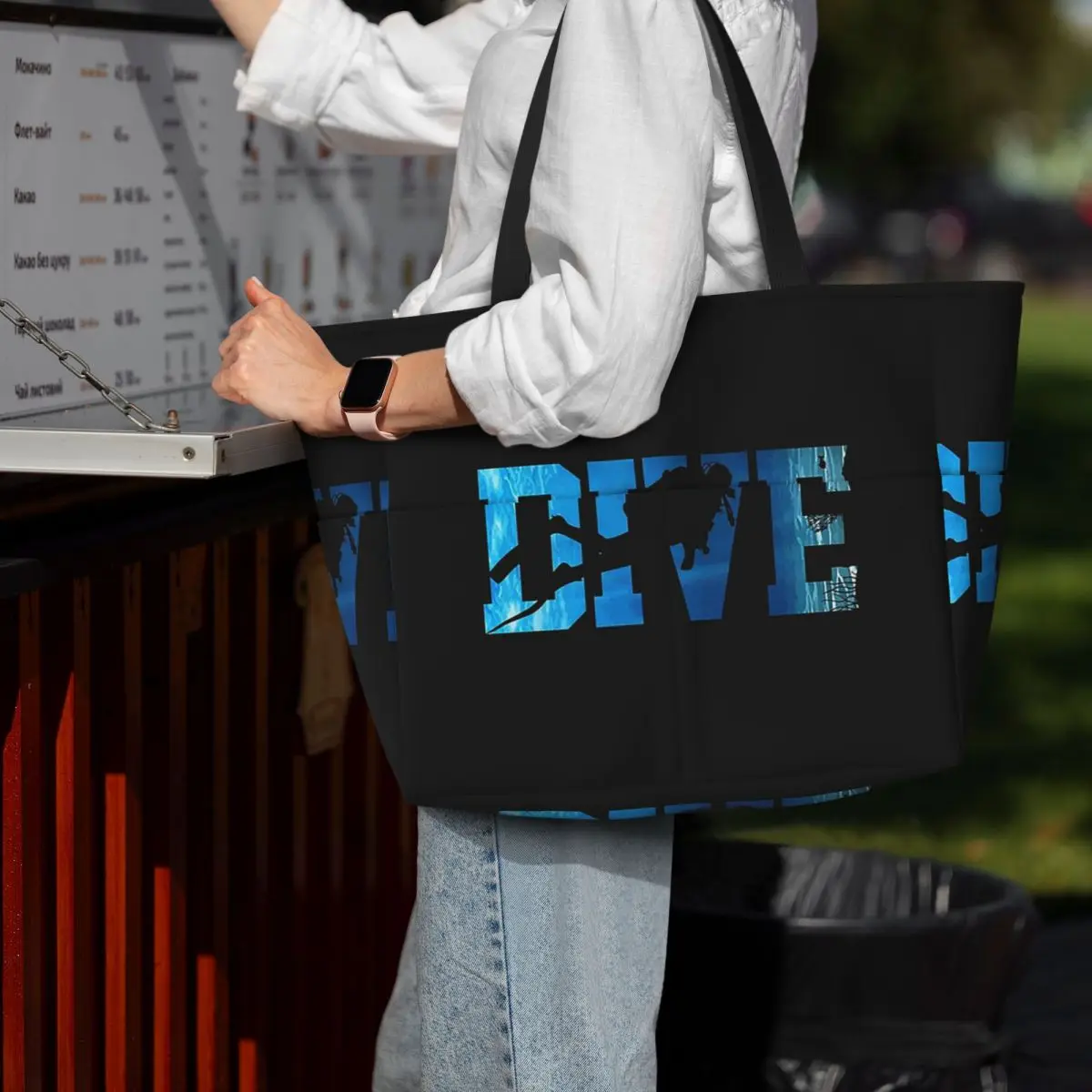 

Scuba Diving DIVE Scuba Diver Gift Beach Tote Bag Sport Gym Yoga Duffle Large Tote Bag Women Travel Bag Fitness bag