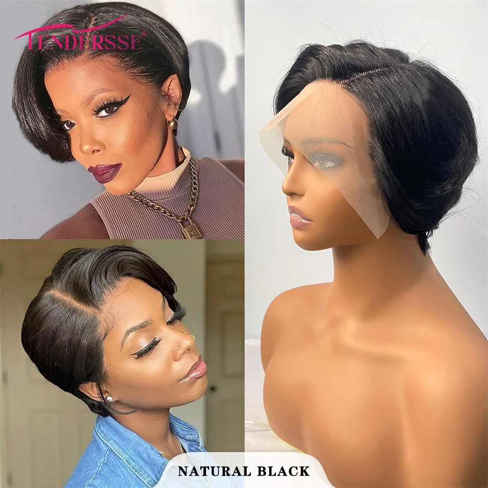 Tendersse Pixie Cut Wig Human Hair 13x4 Lace Front Wigs Short Pixie Cut Glueless Wigs Brazilia Human Hair Pre Plucked Short Wig