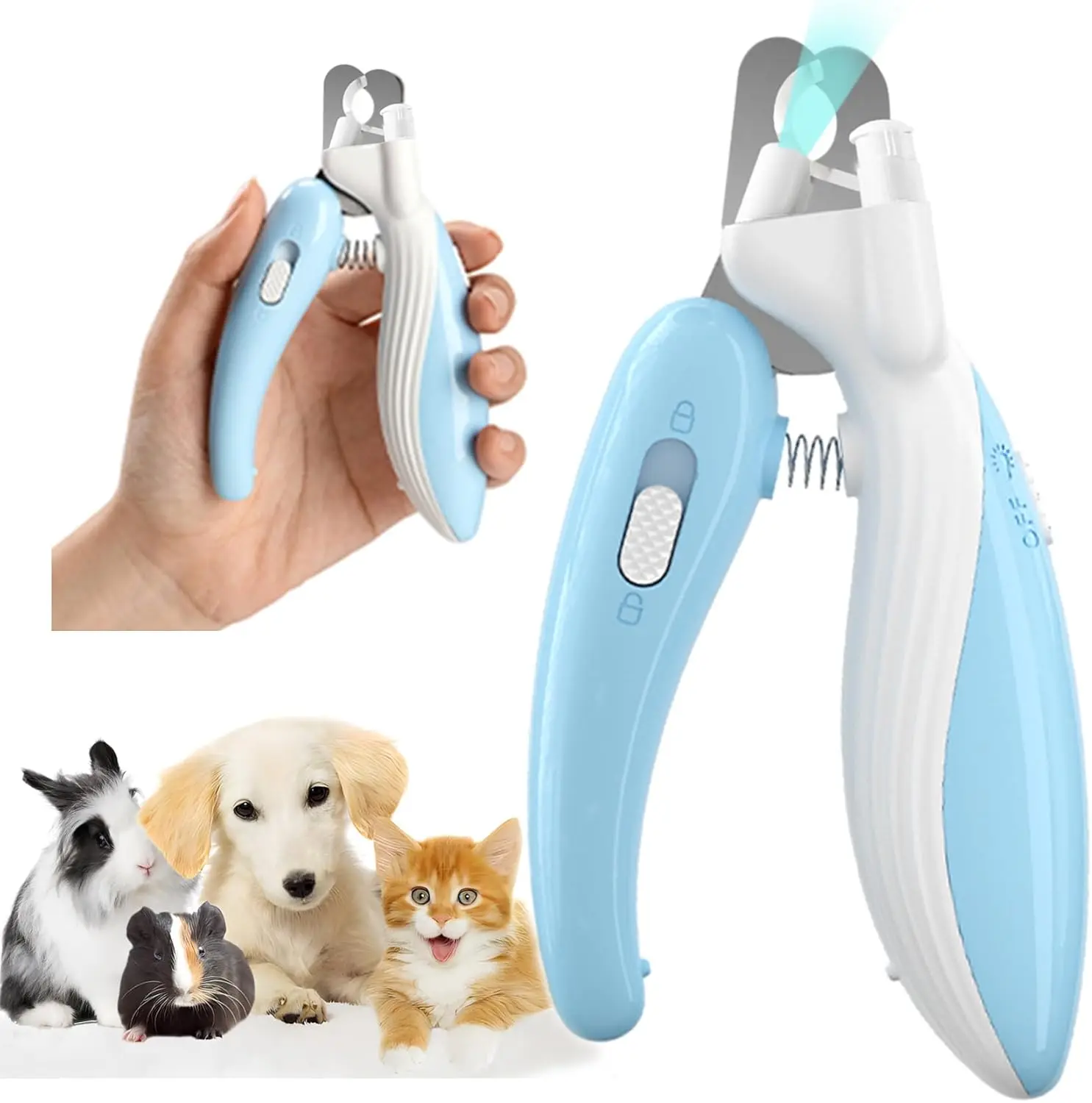 

Pet Nail Clippers with Light for Dogs Cats Rabbits, Safety Trimmer, Blue