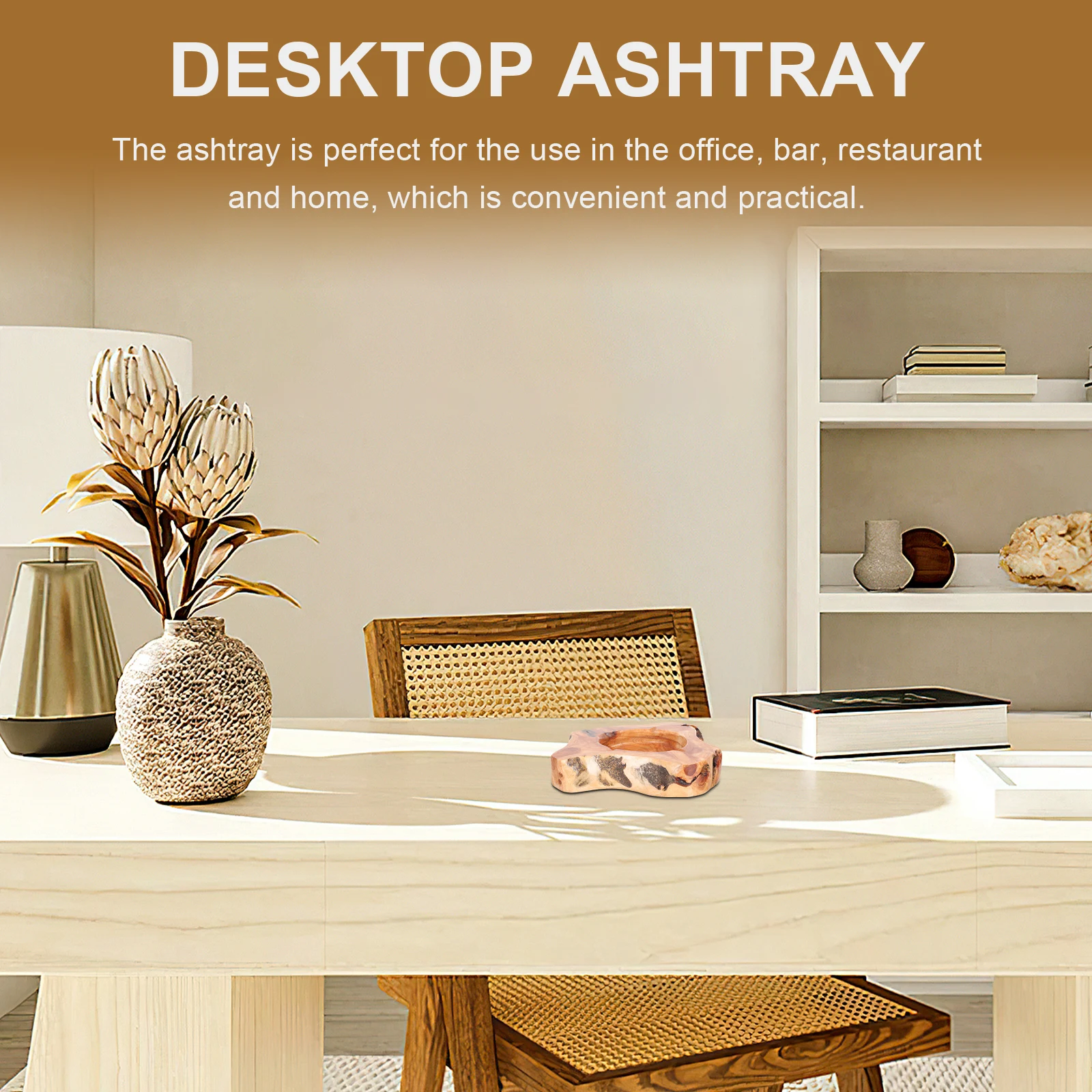 

Wooden Ashtray Holder Cigarette Butt Convenient Chinese Style Indoor Desktop Miss Container