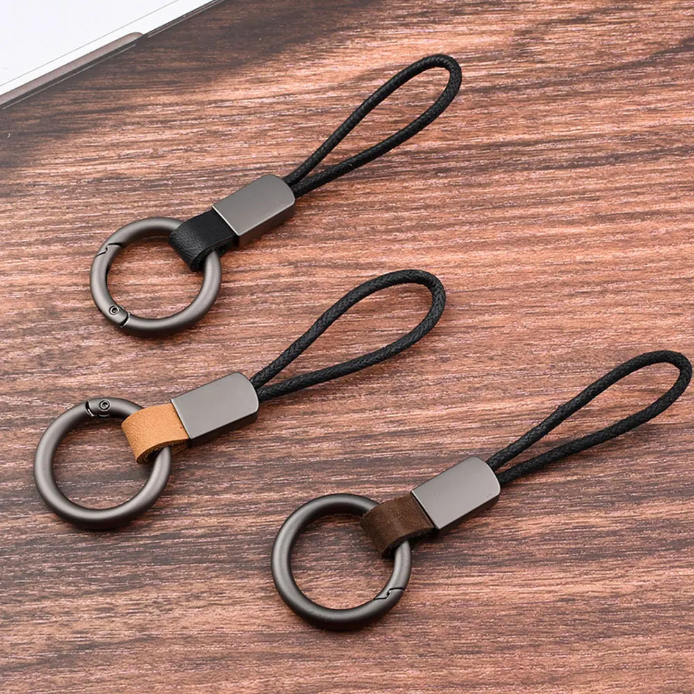 

Genuine Leather Keychains Simple Lanyard Keyring Men Women Car Key Holder Key Cover Auto Keyring Accessories Gifts