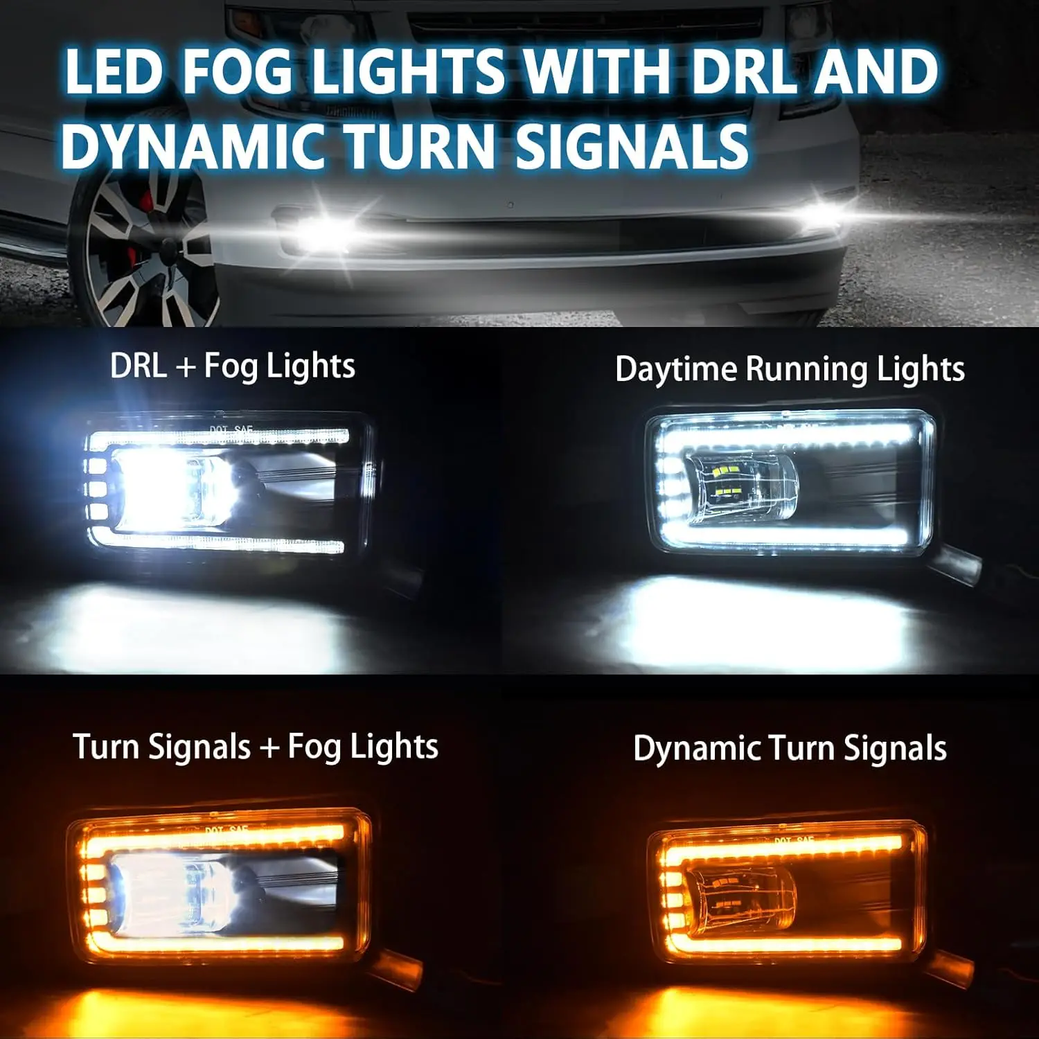 LED Fog Lights for Chevy Tahoe Suburban 2015-2020 LED DRL Light for 2016-2019 GMC Yukon & Yukon XL & Suburban 3500HD Turn Signal