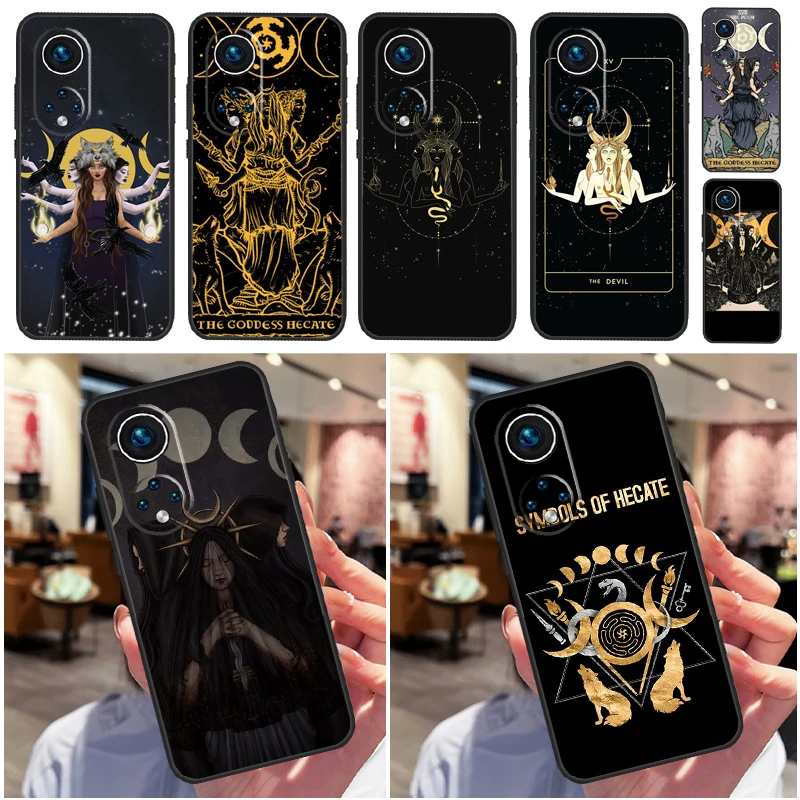 Triple Moon Goddess Hecate Tarot Card Case For Honor 70 50 X7 X9 X8 Cover For Huawei P40 Lite P20 P30 Mate 50 Pro P Smart 2019