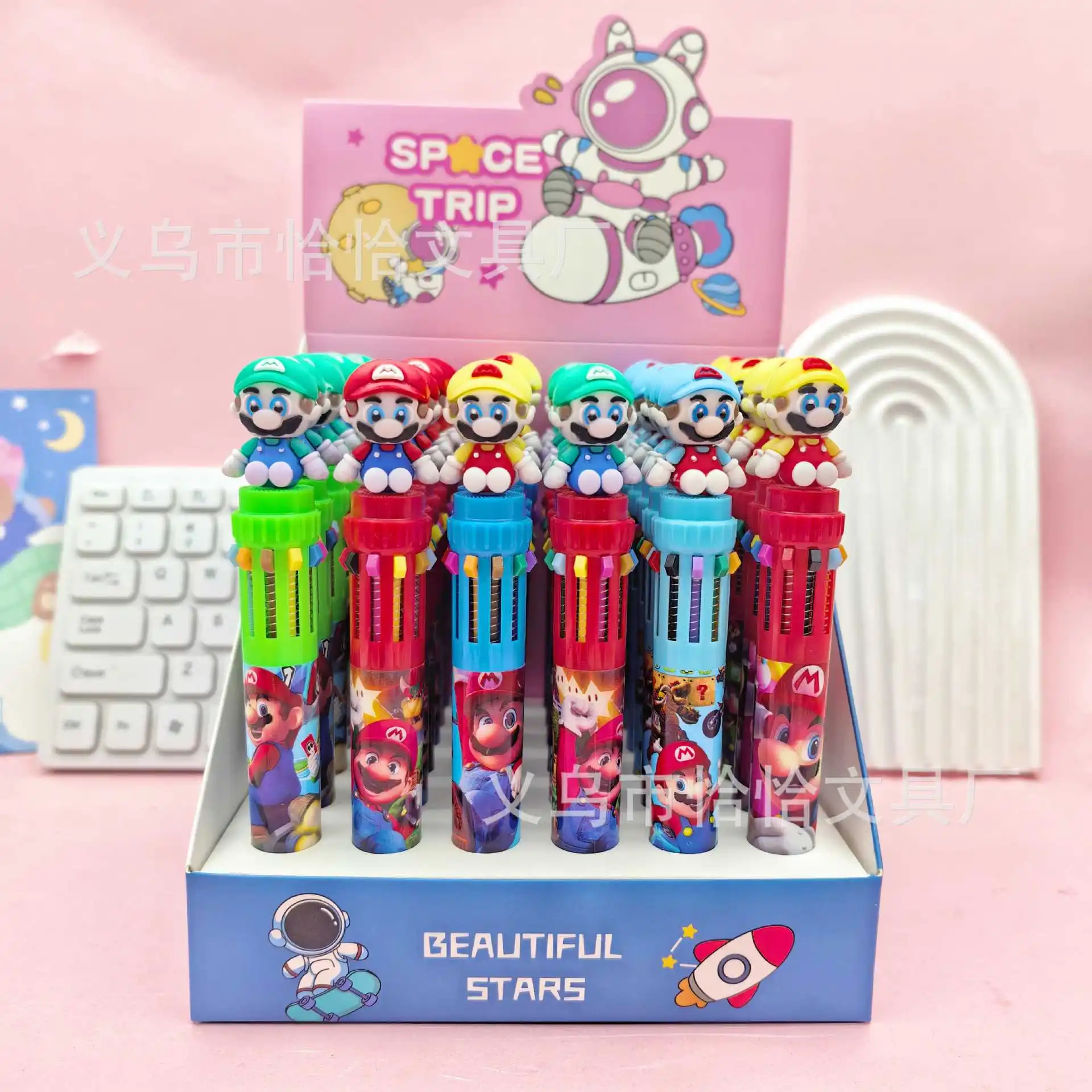 

6/36Pcs Mario 10-Color Ballpoint Pen Student Children'S Ballpoint Pen Cartoon Stationery Gifts And Prizes Gift