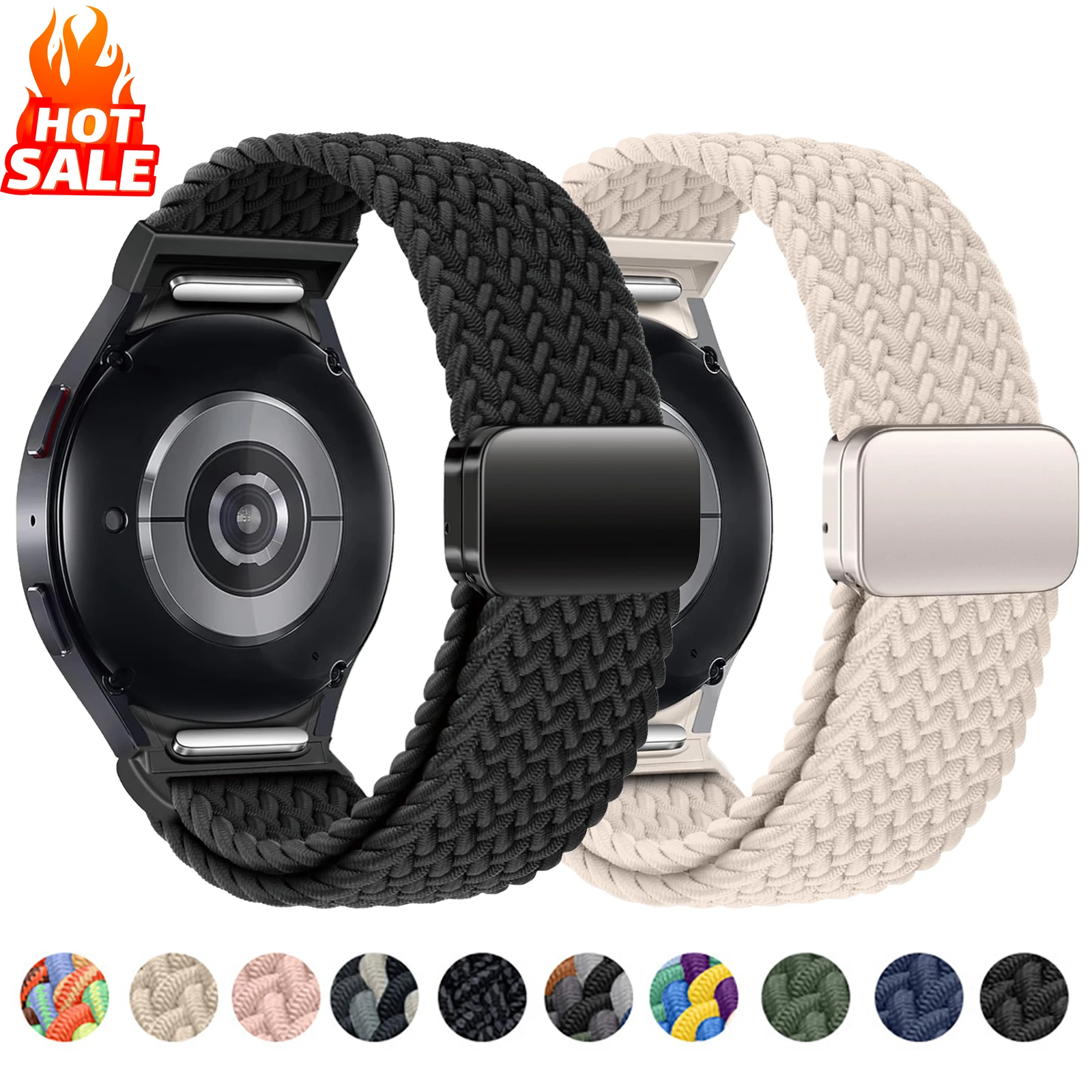 Плетеный ремешок без зазоров для Samsung Galaxy Watch 7 6 5 4 FE 44 мм 40 мм/5 pro магнитный браслет Galaxy watch6 классический ремешок 47 мм 43 мм