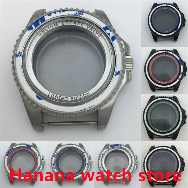 

BLIGER new Watch case 44mm Silver Black PVD Sapphire glass fit NH34 NH35 ETA2824 2836 Miyota 8215 DG2813 3804 PT5000 movement