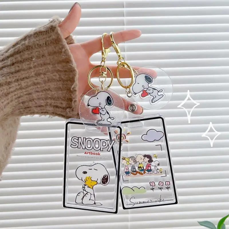 Snoopy Goo Card Keychain Cartoon Comics Card Cover Snoopy School Card Transparent Portable Small Card Card Cover Acrylic Pendant