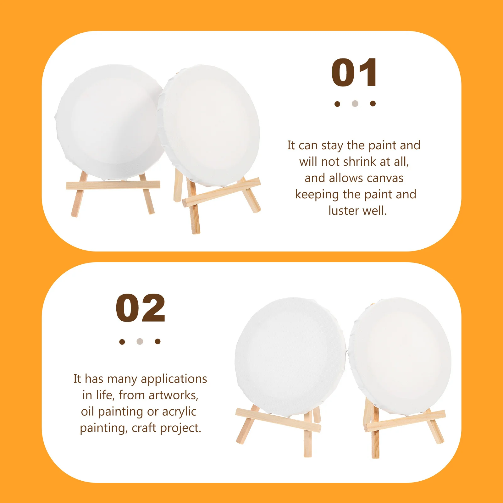 

5Sets Mini Easel Canvas Set Round Wooden Frame Display Rack DIY Painting Supplies Oil Painting Tools Decor Mini Canvas Easel