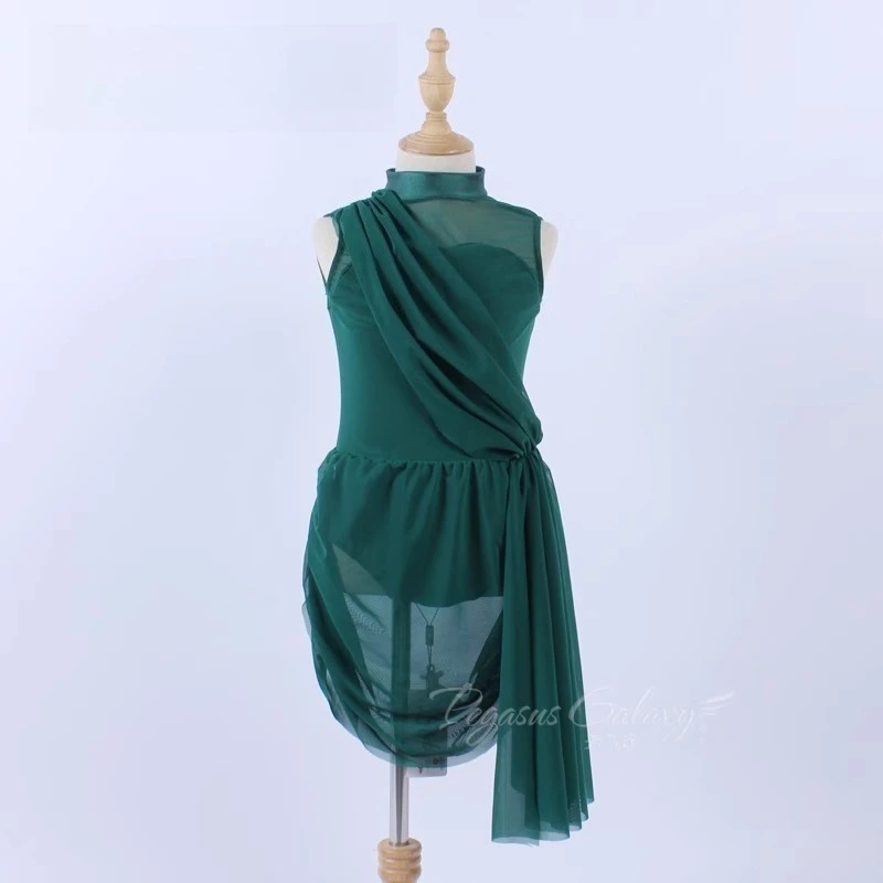 

Girl Ballet Dress Women Stage Performance Dancewear Adult Green Stage Shows Ballet Dance Wear Children Sleeveless Dance Dresses
