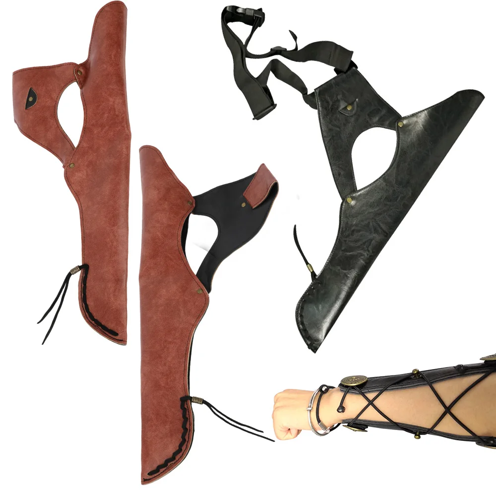 الرماية جعبة واقي للذراع بولي PU لقوس منحني القوس الطويل القوس التقليدي اليسار/اليد اليمنى السهم حقيبة واقي الذراع اطلاق النار الصيد الهدف