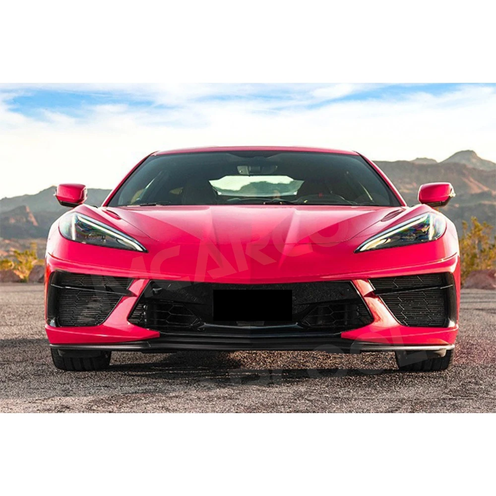 Parachoques delantero para Chevrolet Corvette C8 2019 +, cubierta decorativa de fibra de carbono seco, Kits de carrocería, accesorios para coche