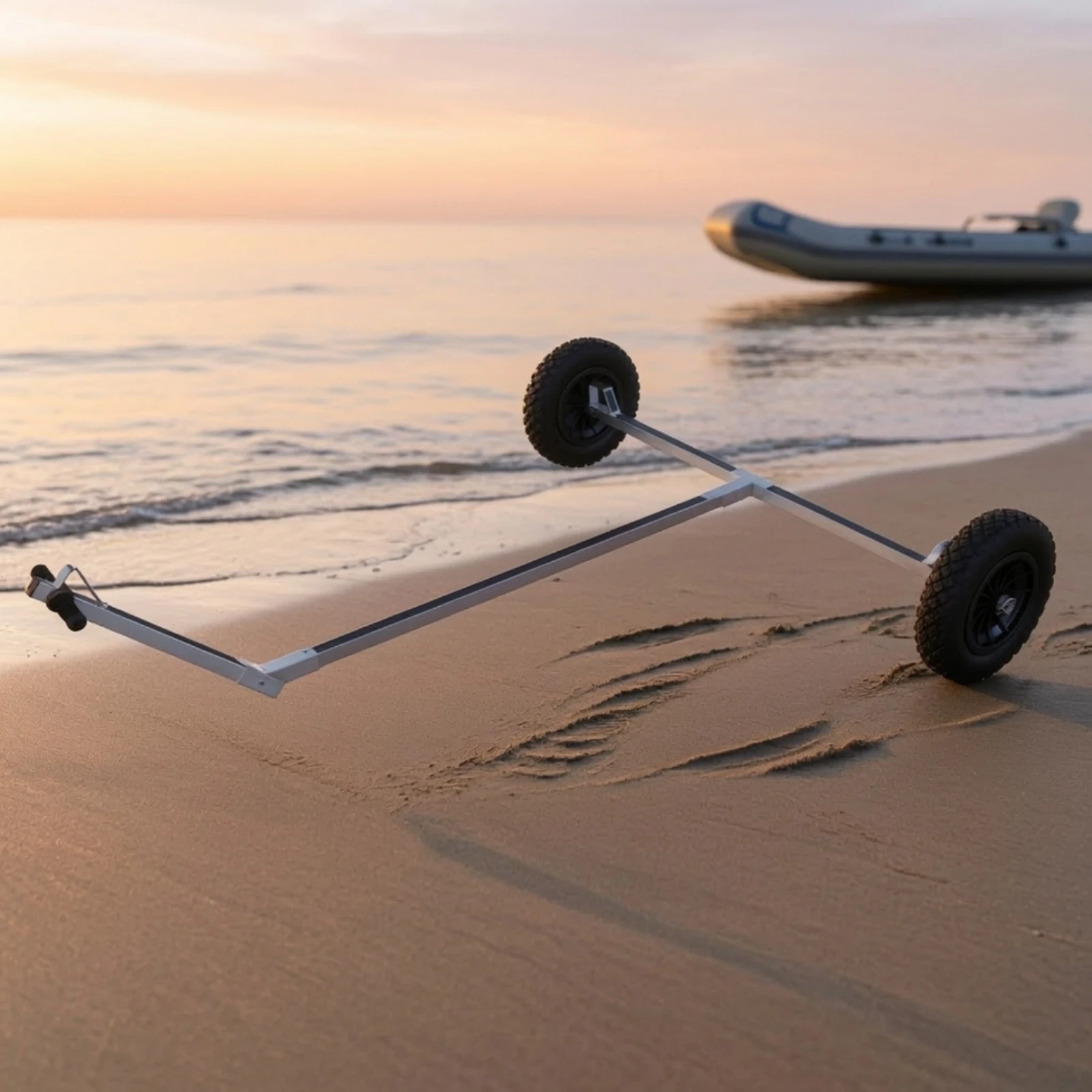 Sailboat Trailer Pneumatic Boat Launching Dolly Launching Trolley Portable Trailer Dolly with Support Bracket Sturdy