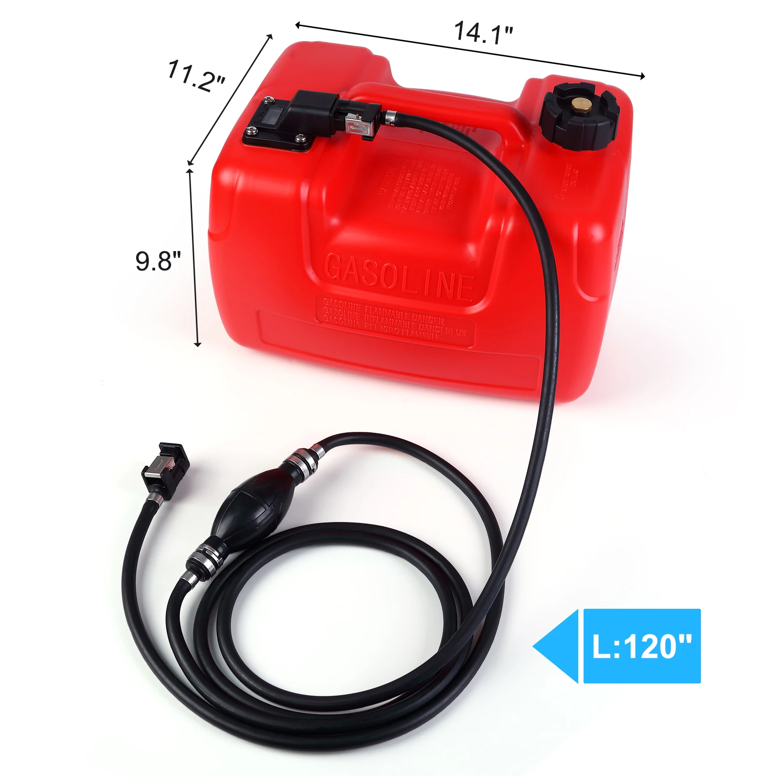 1 Plastic Hdpe 12L Marine Fuel Tank Portable Tank Fueling Tank With Handle (Top Configuration + Meter And Line In One)