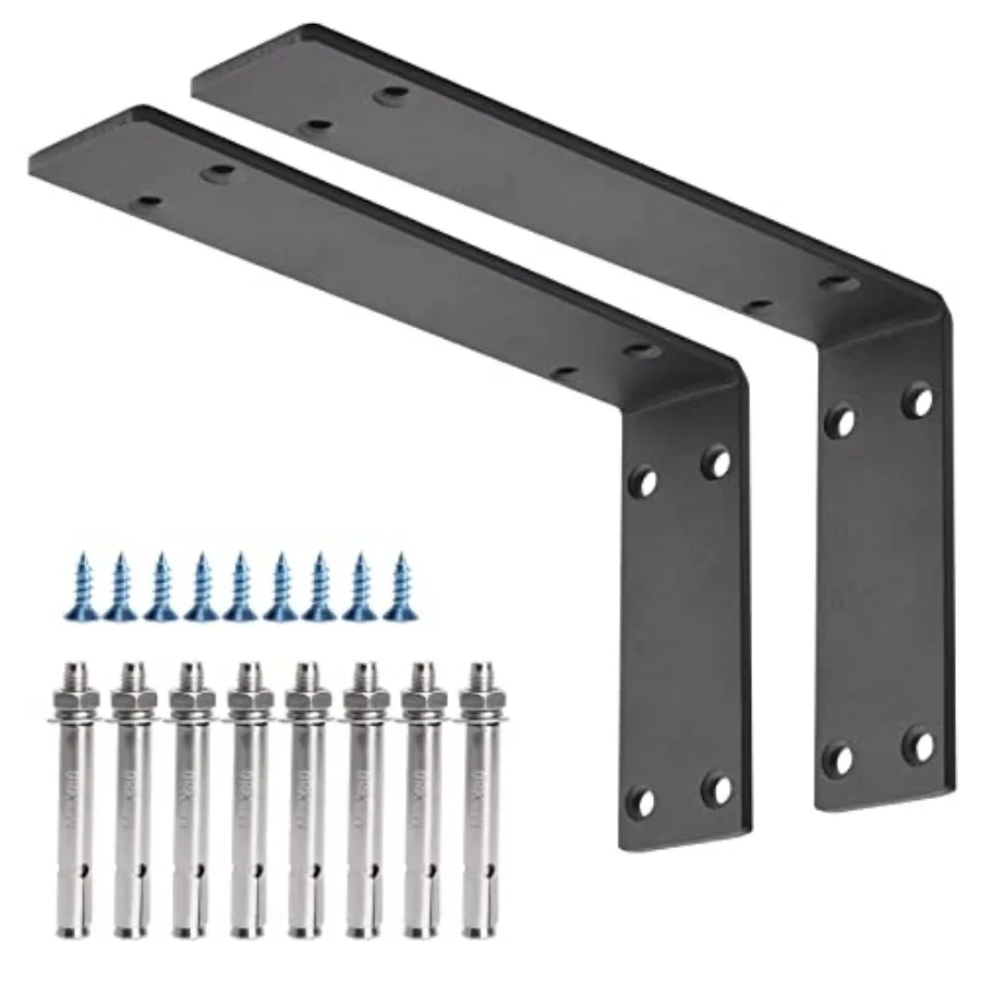 

Усиленные кронштейны для полок 10 дюймов, утолщенные на 1/5 дюйма, L-образные опоры для столешниц, прочные металлические кронштейны для полок, в комплекте с крепежом, матовые