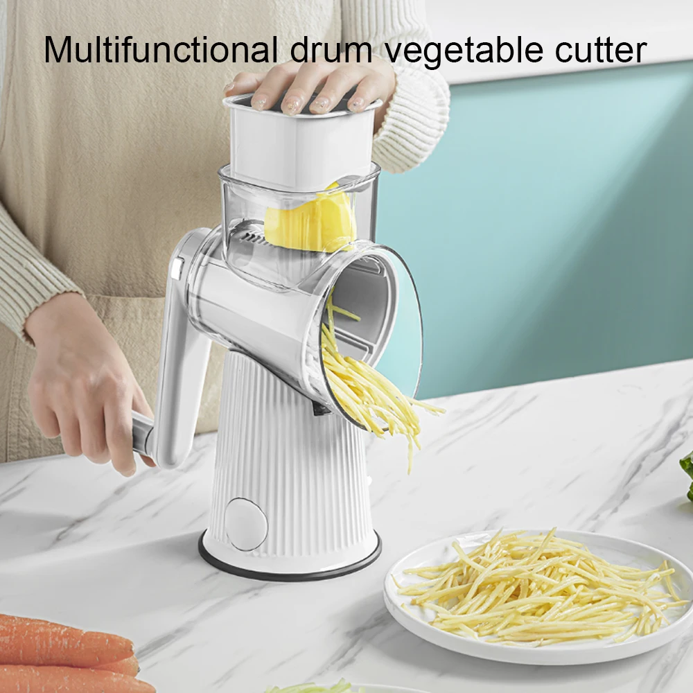 

Multifunct Drum Vegetable Cutter Food Processor Kitchen with Suction Cups Shredder Cuts Fruit Drum Hand Grater Vegetable Slicer