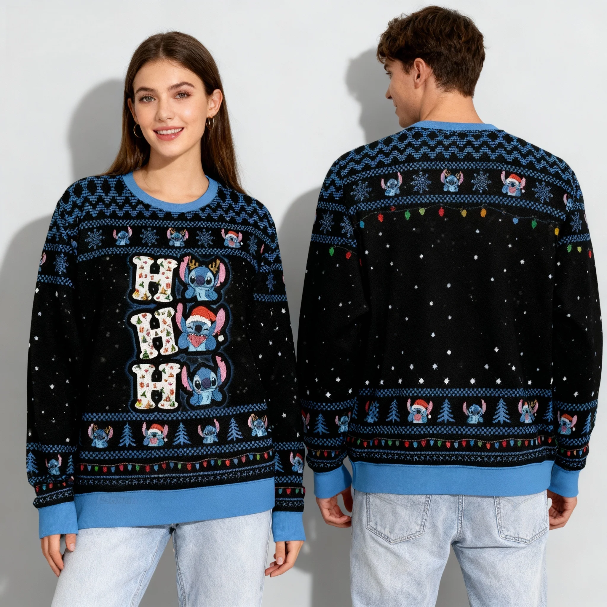Felpa con cappuccio girocollo autunno/inverno per adulti e bambini Disney Donald Duck Stitch Christmas Party Sweet Cool oversize