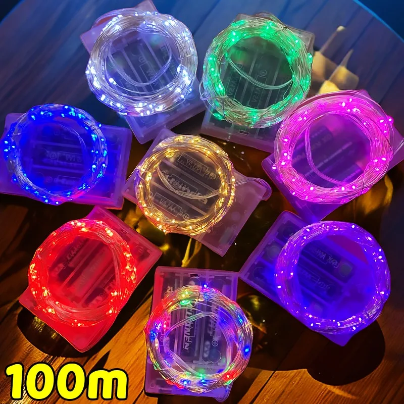 

Многоцветные гирлянды из медной проволоки, светодиодные гирлянды на батарейках, теплый белый сказочный светильник для свадьбы, рождественской вечеринки, домашний декор