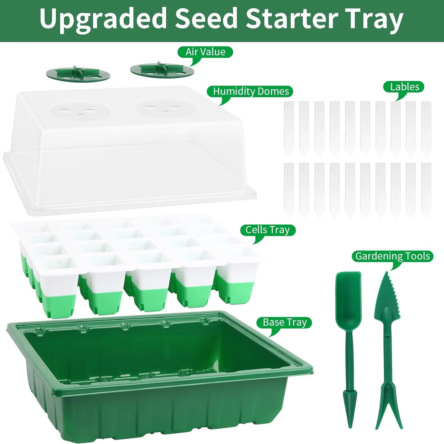 80 Cells Seedling Starter Tray 4 Pack, Soft Silicone Plant Germination Kit with Humidity Dome & Base Mini Greenhouse