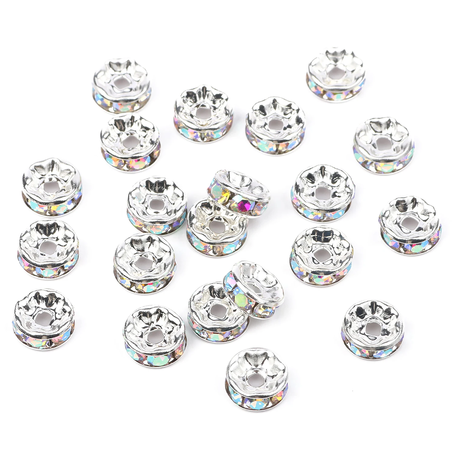 100Pcs 6/8mm Rhinestone Rondelle Spacer Beads For Jewelry Making AB Color Crystal Beads DIY Bracelet Necklace Accessories