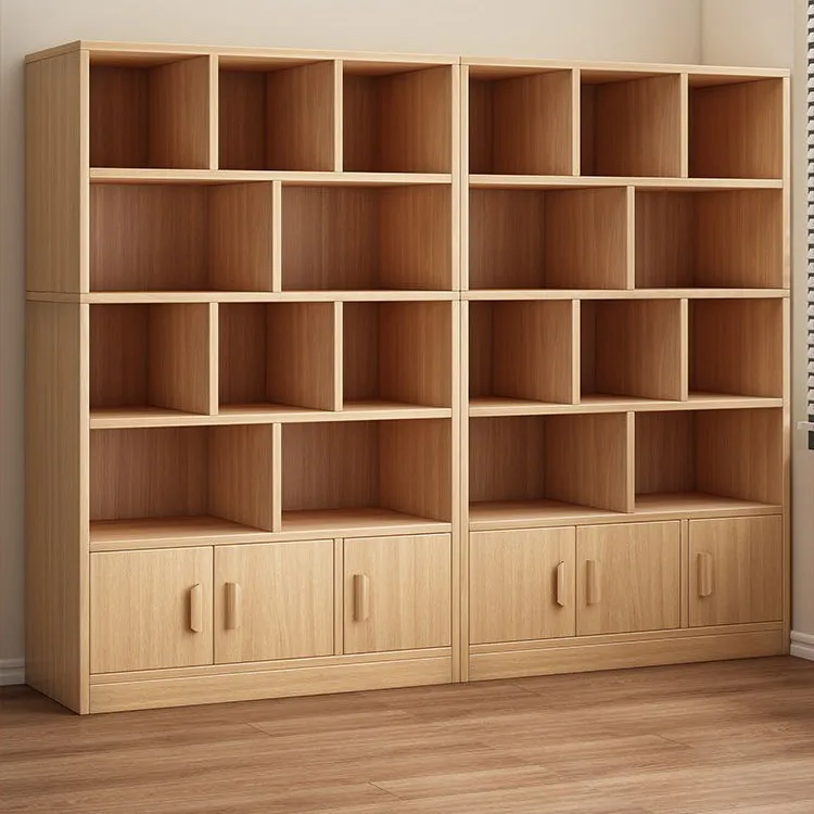 

Solid wood ecological board bookshelf storage floor cabinet against the wall living room storage