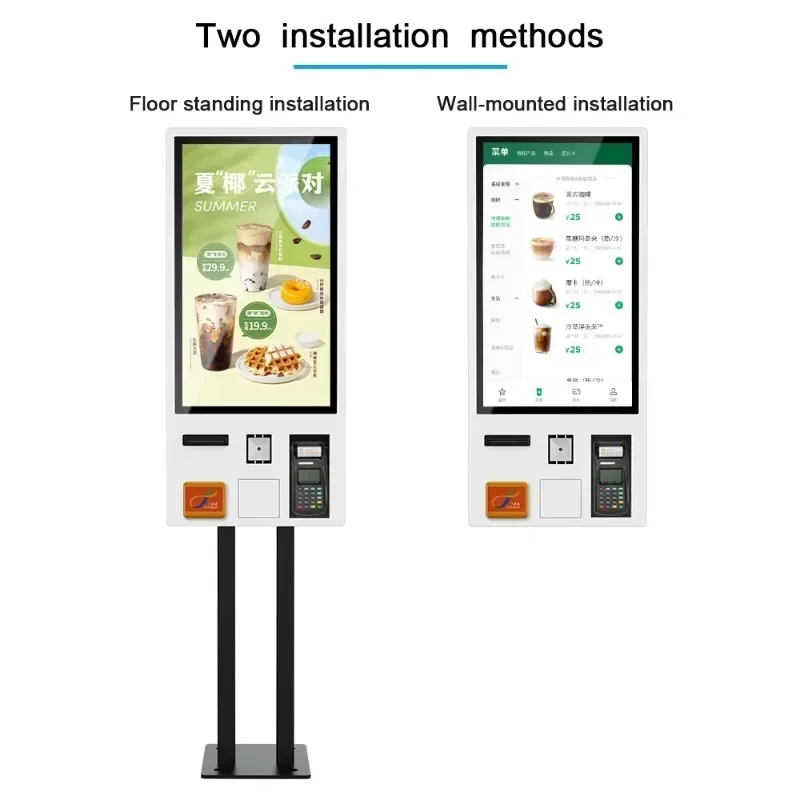 32 inch Restaurant Food Order Kiosk Touch Screen Computer Unattended Payment Kiosk With Scanner Support 4G Net