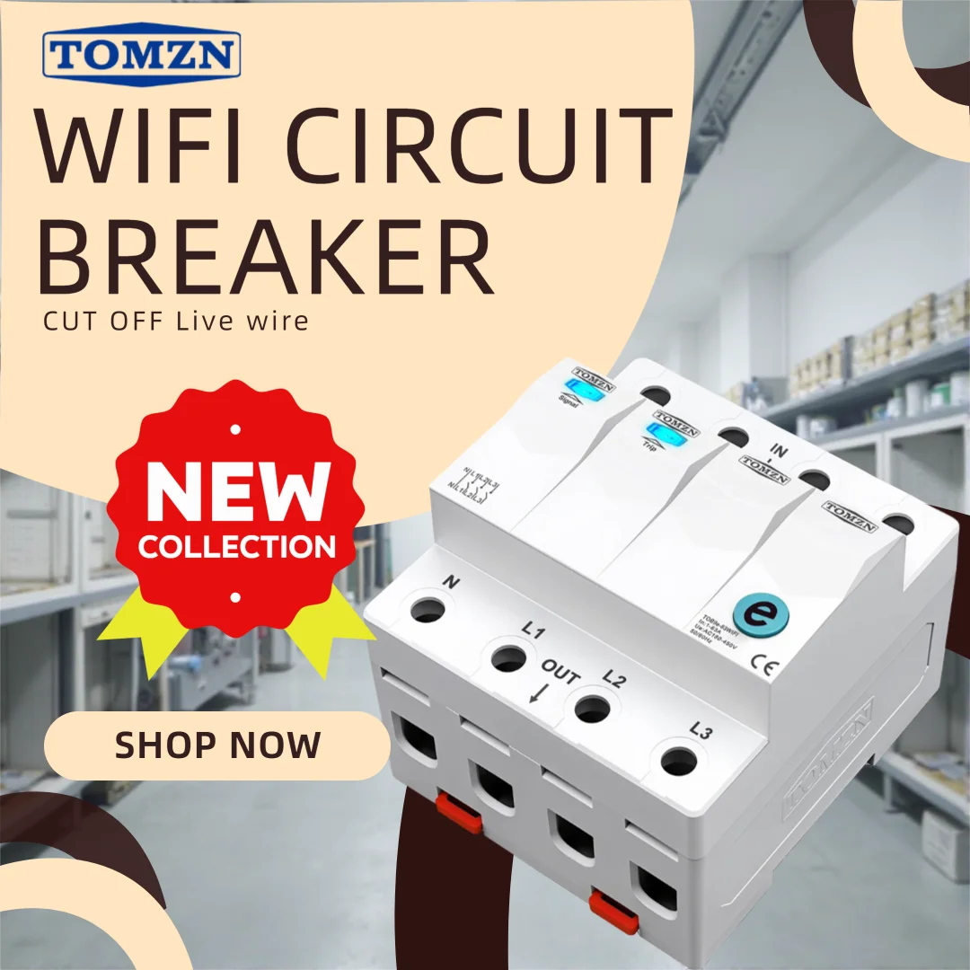 TOMZN Official TOB9e-63WIFI 3P+N AC 3*120V 3*230V 1-63A 50Hz 60Hz EWeLink Cut Off Live Wire DIN Rail Timer WIFI Circuit Breaker