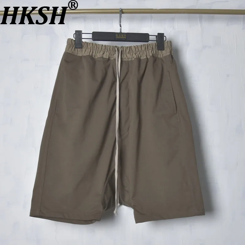 

HKSH Spring Summer New Men Dark-Style High Street Thin Casual Trendy Knitted Harem Drop-crotch Shortscotton Punk Capris HK21603