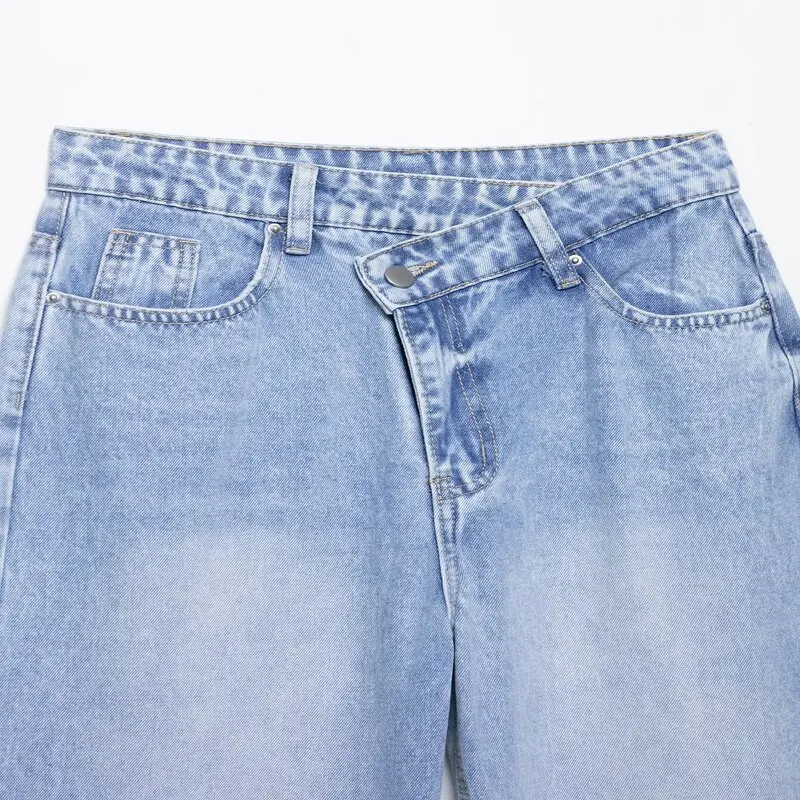 Summer 2025 High Waist Straight Leg Jeans Women's Faion New Arrival Versatile Double Flap Long Pants Casual Zipper Sle