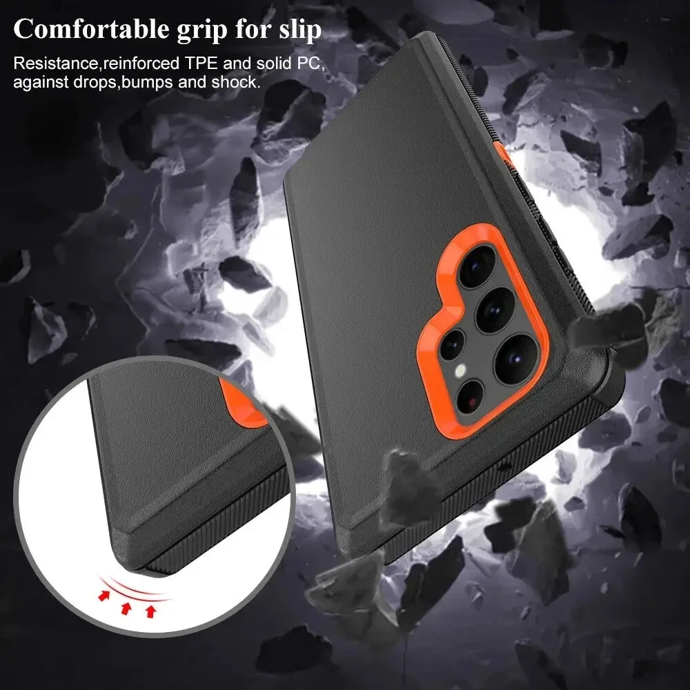 Heavy Duty Armor Case for Samsung Galaxy S24Ultra S22 S21 S20 S23 S10 Plus Note 20 10 9 8 Ott Box Shockproof + Belt Clip Cover
