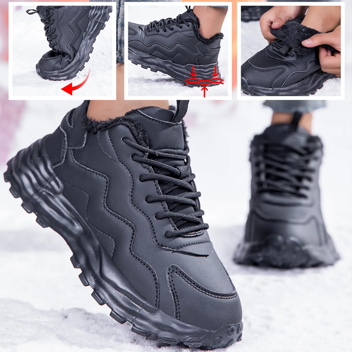 Snow Boots Woman 2025 Trend Keep Warm Woman Shoes Platform Shoes Woman Flat Ankle Boots Plush Winter Boots Women Botas Mujer