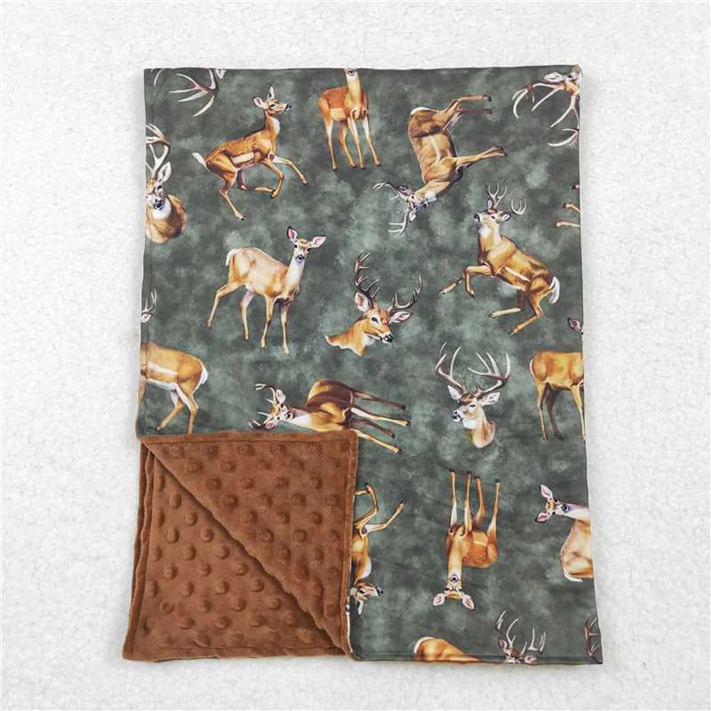 

Brown Polka Dots Deer Hunting Minky Blankets for Baby Toddler Children Southern Deers Theme Soft Warm Blankets29*43 inches
