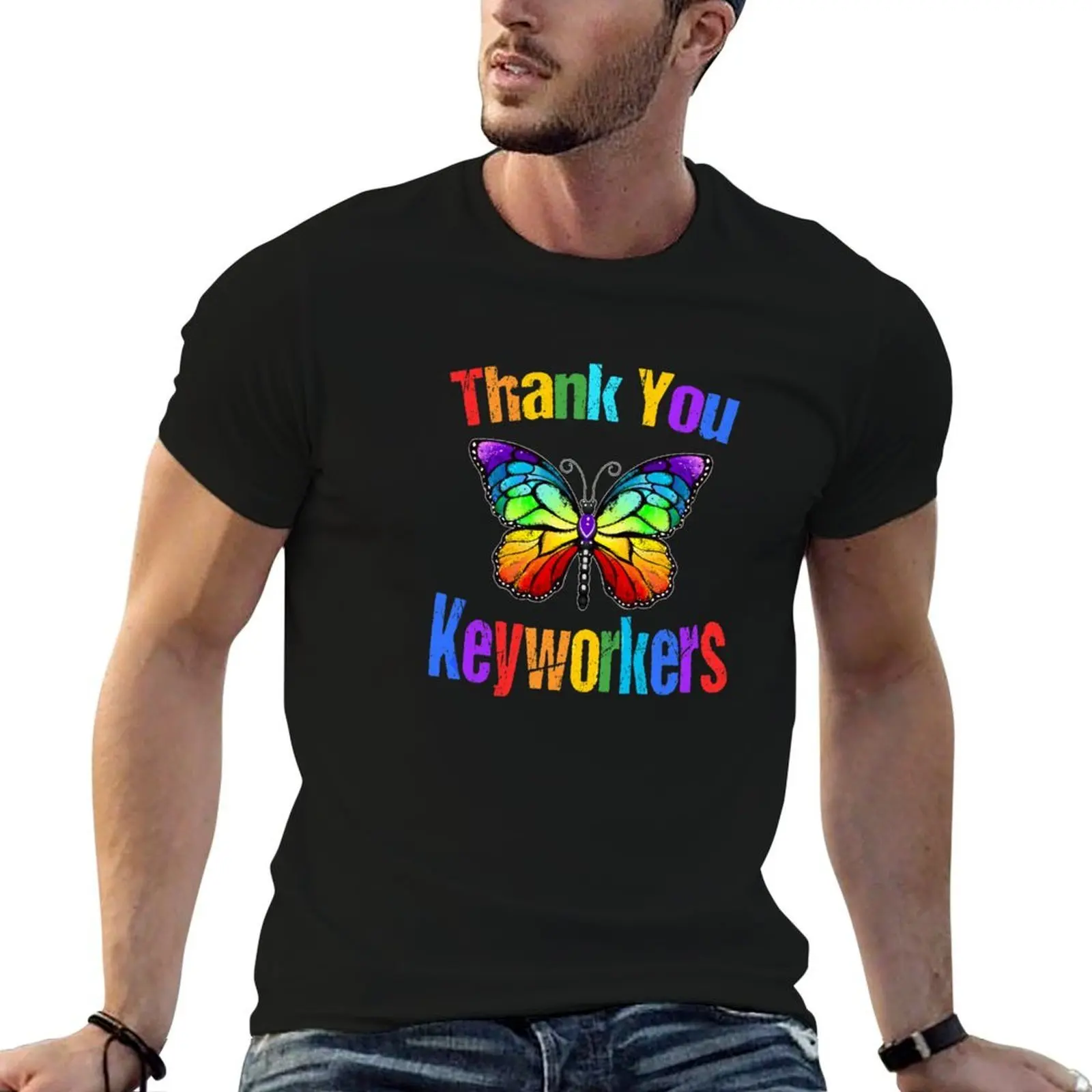 

Rainbow Butterfly Thank You Keyworkers T-Shirt t shirts for man graphic tees printed t shirts for man t shirt for man T-shirt