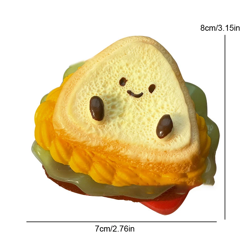 การ์ตูนจําลองแซนวิช Toast บีบ Decompression ของเล่นน่ารักแฮมเบอร์เกอร์นุ่ม Mochi ของเล่น Fidget ของเล่นเด็กผู้ใหญ่ของขวัญ