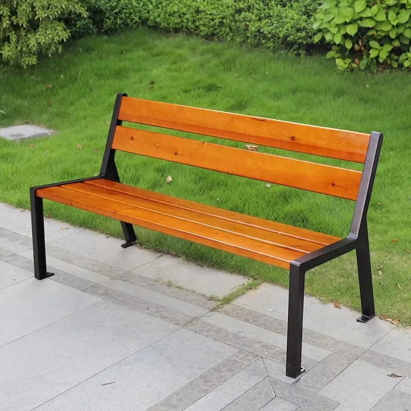 مقعد حديقة خارجي تجاري مخصص كرسي حديقة من الخشب الصلب مع مسند ظهر من سبائك الألومنيوم للمنطقة العامة #4