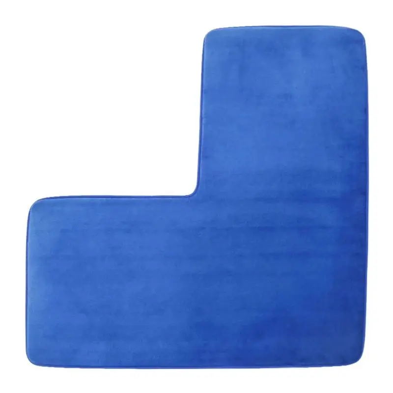ABSS-Washable L-Shaped Bath Mat Soft Bathroom Floor Rug Washable Carpet For Square Showers B