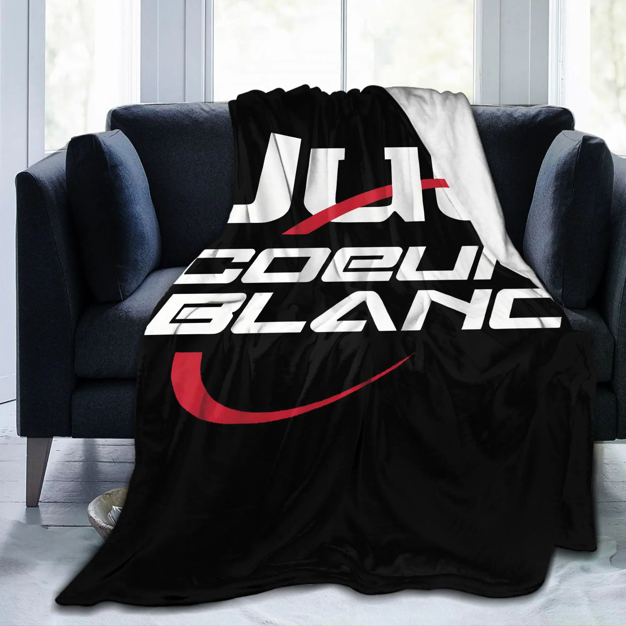 Custom Jul Cœur Blanc Logo Blanket Warm Fleece Soft Flannel  Throw Blankets for Bed Couch Outdoor Spring Autumn
