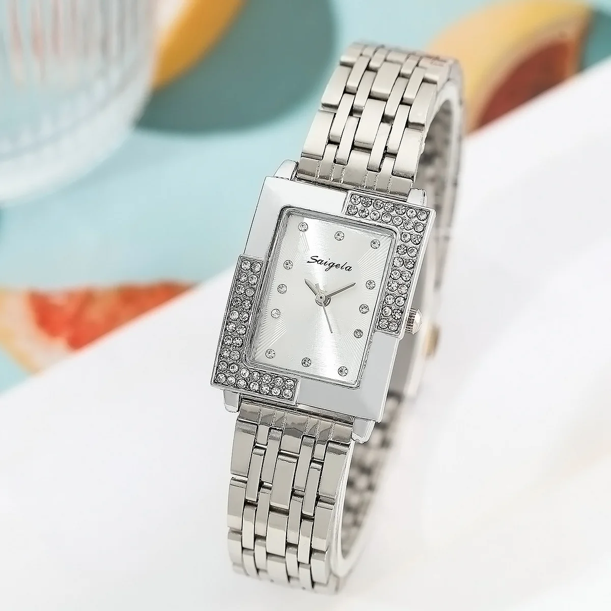 

Fashion Rectangle Women Watches Ladies Rhinestone Quartz Watch Bracelet Strap Wristwatch Reloj Mujer