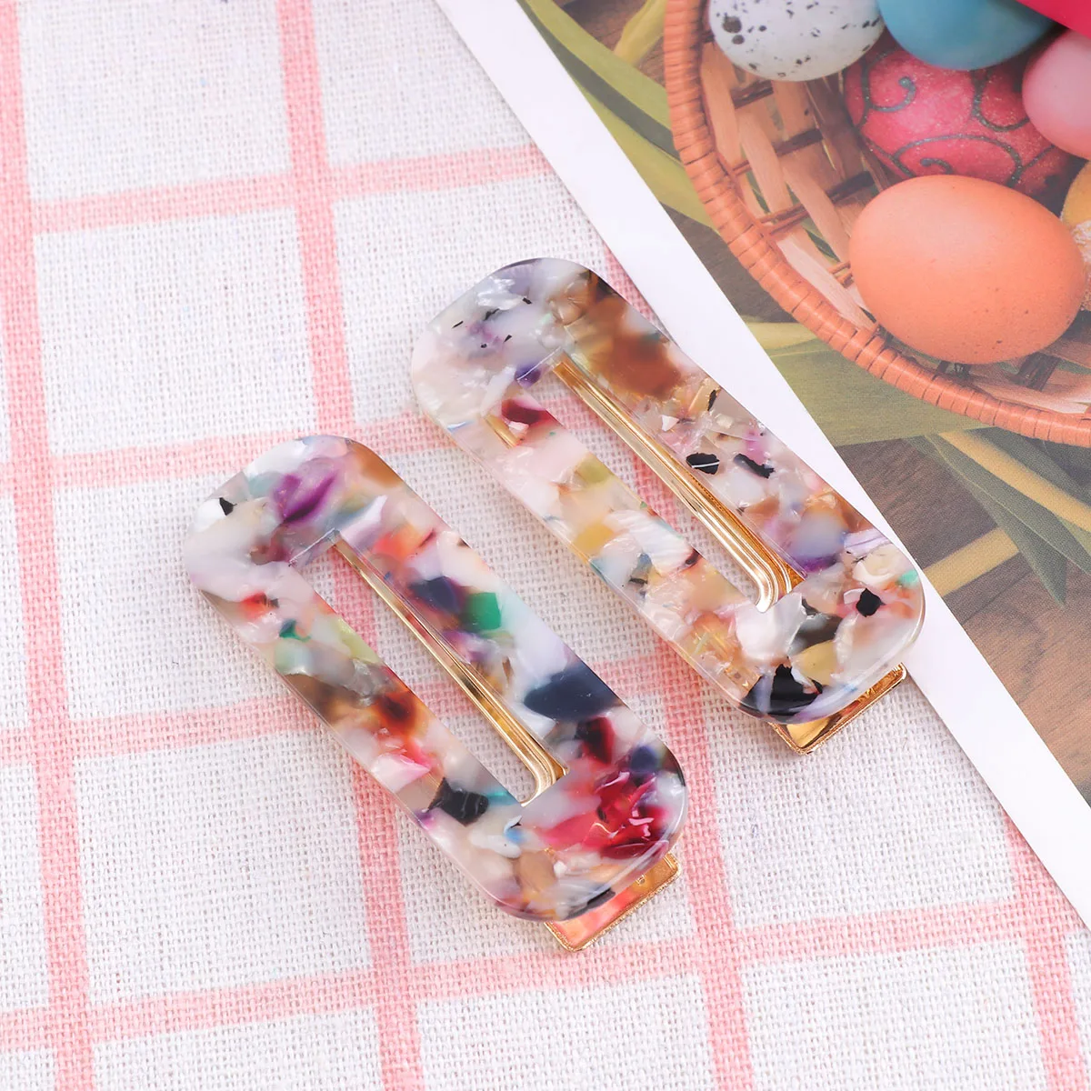 

2 pcs Square Leopard Hair Clips Plastic Women Bang Barrettes Grip Elegant Matching Dress Accessories Warm Slight Differences