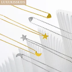 LUXUKISSKIDS Moon Star Steel Necklace Dainty Small Heart Pendant Minimalist Clavicle Necklaces for Women Boho Summer Jewellry
