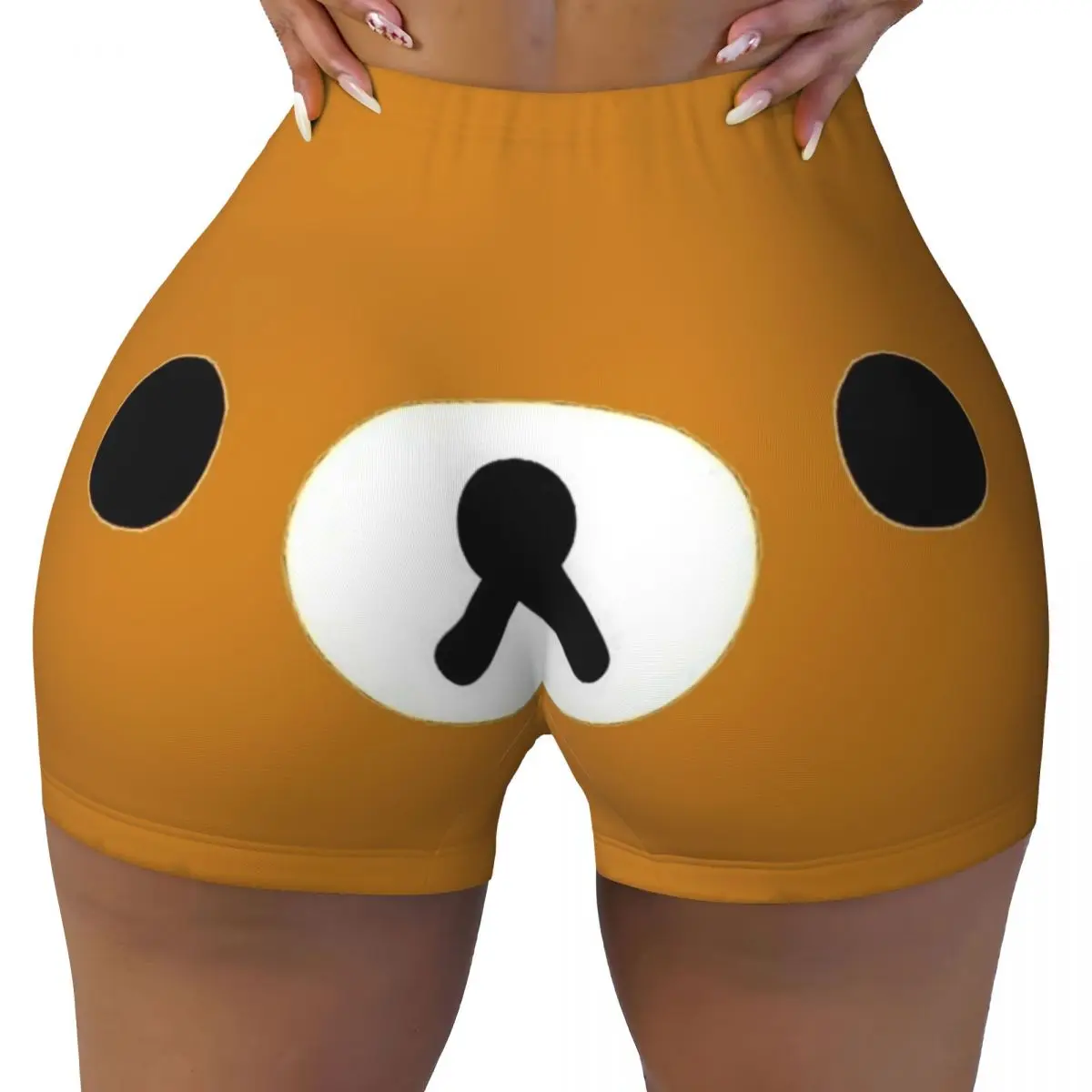 

Ladies Yoga Shorts Rilakkuma Face High Waist Shorts Fitness Gym Pants