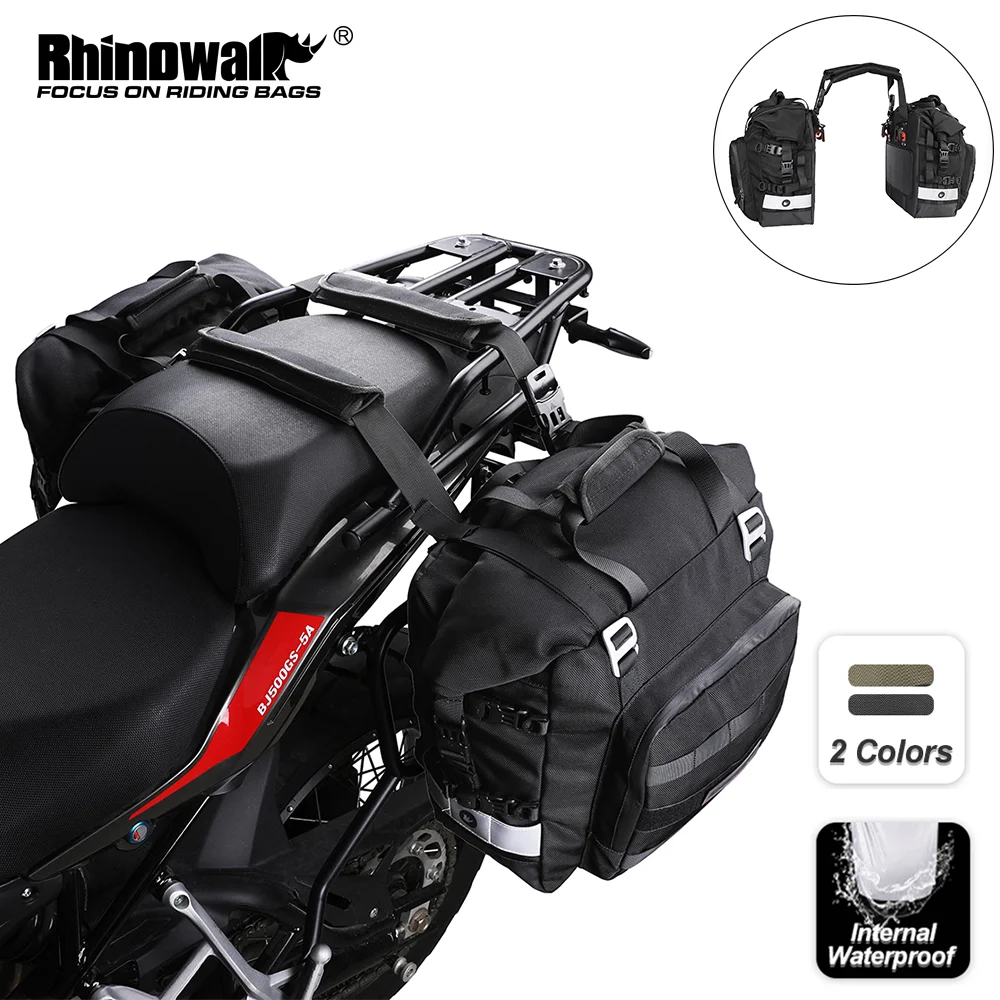 Rhinowalk Motorcycle Bag 2 Pieces 20L Quick Release Motor Side Saddlebag Back Rack Bag With Waterproof Inner Bag Travel Luggage