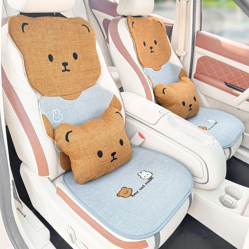 

Защитная подушка для автомобильного сиденья с героями мультфильмов, удобные нескользящие автомобильные аксессуары, подарок, дышащие передние и задние чехлы на сиденья