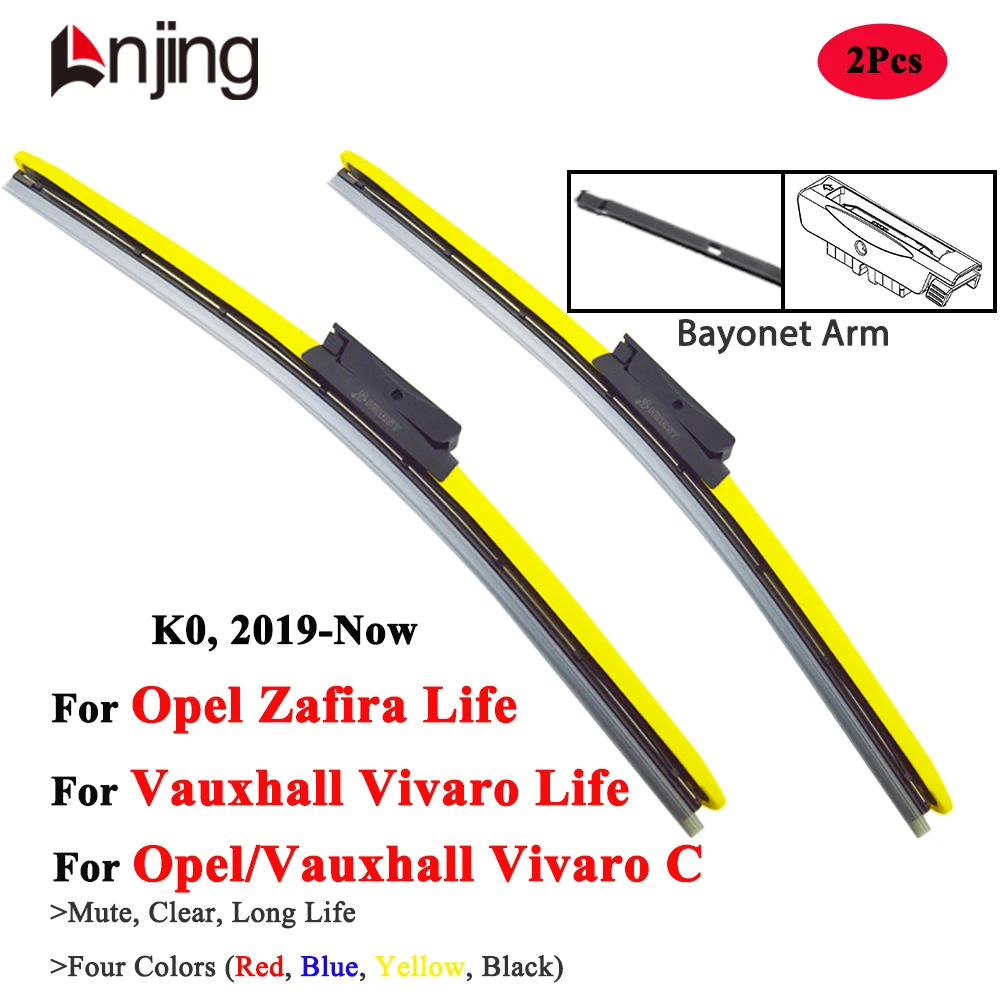 

LNJING Colorful Windshield Wiper Blades For Opel Vauxhall Vivaro C Zafira Life Z0 2019 2020 2021 2022 2023 2024 Car Accessories