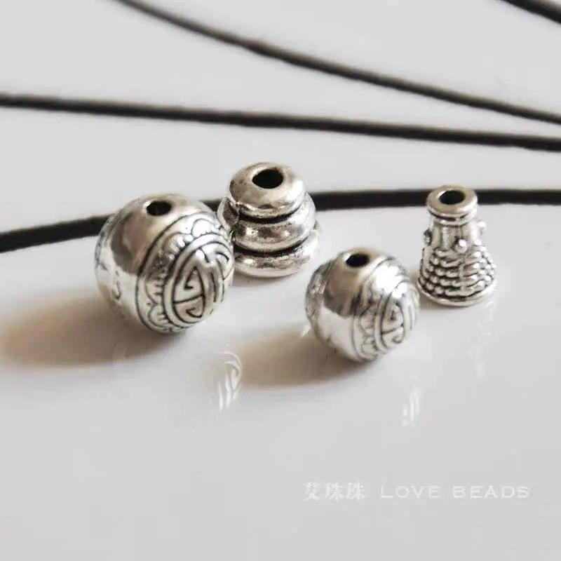 Zinc Alloy Tibetan Silver Three Holes Beads Tibet Ghuru Guru 8mm Connector Jewelry Making for Girls