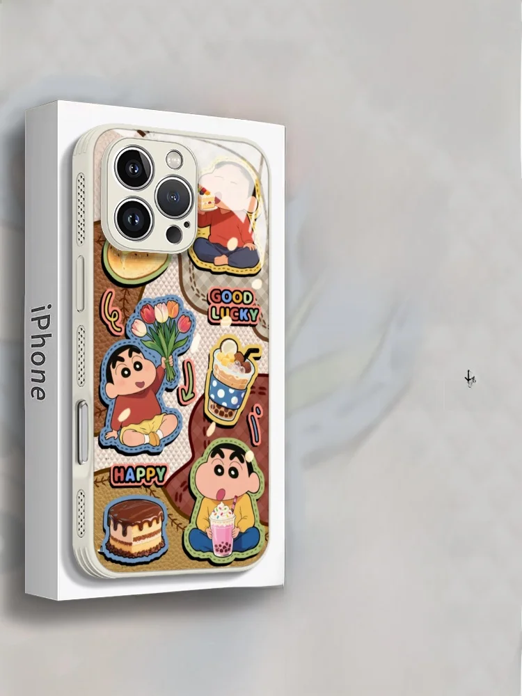 

Cute Small New Liquid Glass Phone Case for 16 pro Max Full Cover Anti-Fall Creative Cartoon Design Women's Special Edition