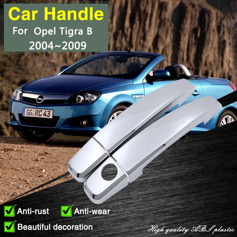 for Opel Tigra B 2004~2009 Vauxhall Tigra TwinTop Chrome Door Handle Cover Car Accessories Rustproof Styling Creative Stickers