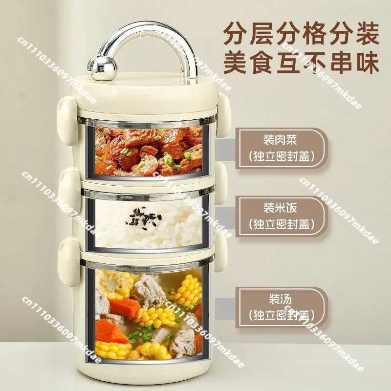 Insulation lunch box 304 stainless steel office workers can be microwave heated, bento box